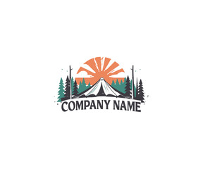 Fototapeta na wymiar camping and adventure illustration logo vector badge