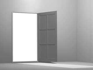 3d rendering of white wooden doors. isolated on transparent background