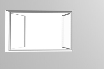 Open window 3d rendering isolated on transparent background