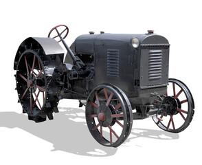 Fototapeta na wymiar Old Vintage Antique Farm tractor, isolated on transparent background