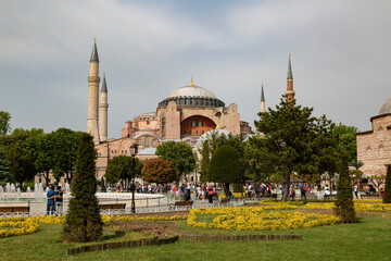 Fototapeta na wymiar Istanbul, Sultanahmet square with views of the Hagia Sophia