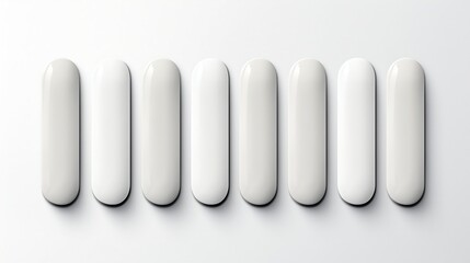 Concept of white tabs/buttons isolated on white background high detail, photorealistic. White light. Generative AI