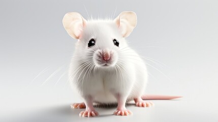 Studio shot of white mouse isolated on a white background, colose up. Generative AI