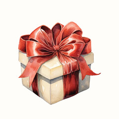 christmas red gift box with bow
