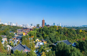 Obraz premium Aerial view of Jiming Temple in Nanjing, Jiangsu Province, China
