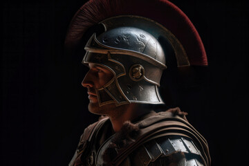 Close-up portrait of an ancient Roman centurion (Generative AI) - obrazy, fototapety, plakaty