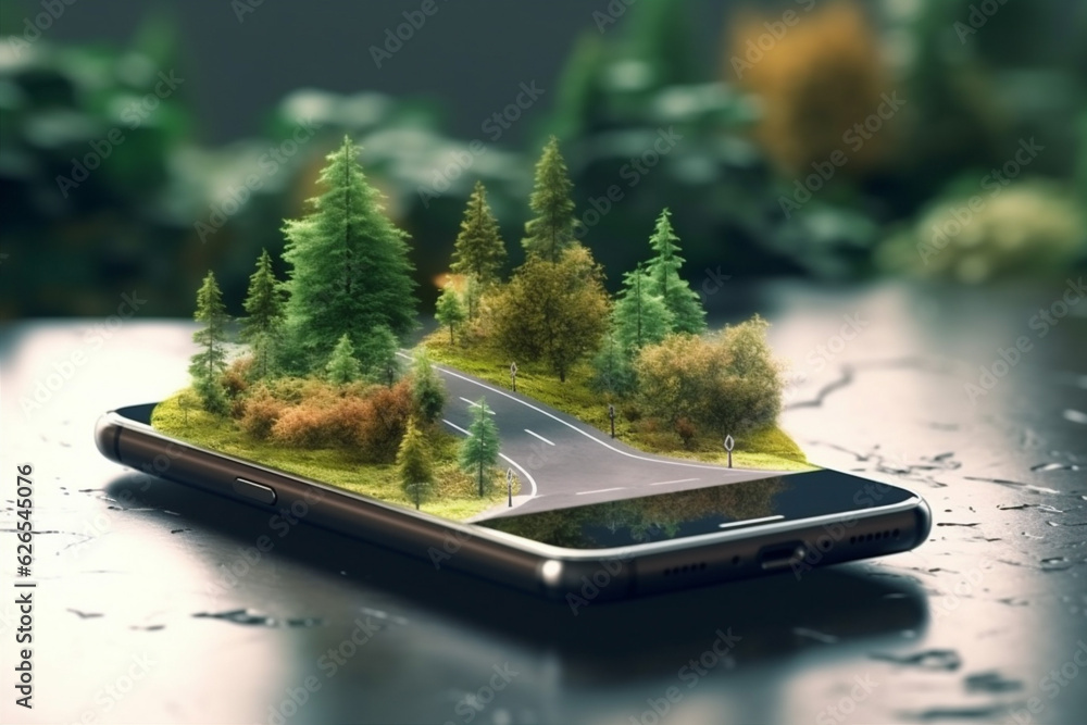 Poster position point gps location map travel navigation mobile phone direction. generative ai.