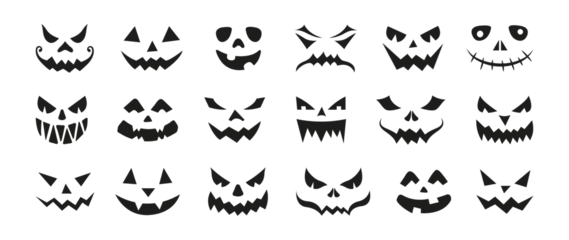 Fototapeten Scary face set. Halloween clipart. Vector and PNG on transparent background.  © Li Artis