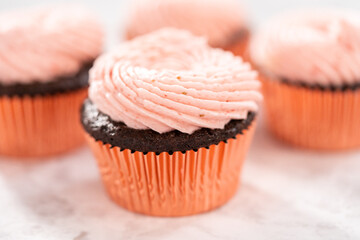 Chocolate strawberry cupcakes