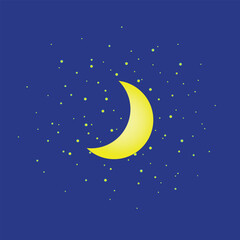 Fototapeta na wymiar Moon in the night sky vector style