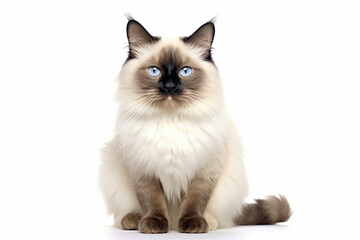 Portrait of Balinese cat on white background
