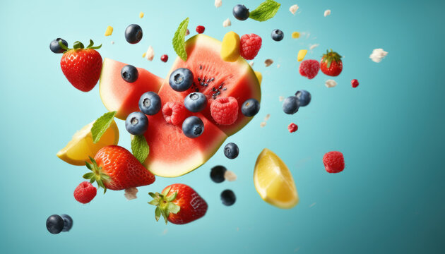 Abstract Mixed Fruit Splash - Generative AI
