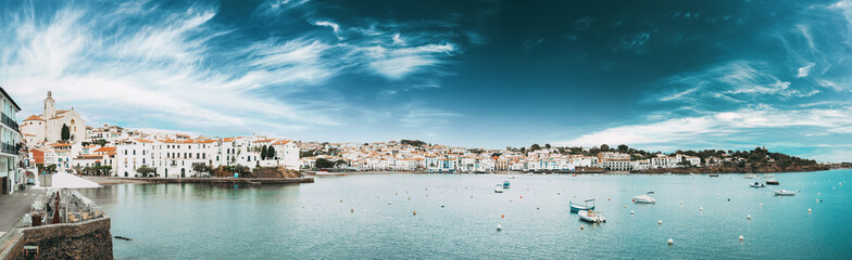 Cadaques, Province Of Girona, Catalonia, Spain Panoramic View Cityscape