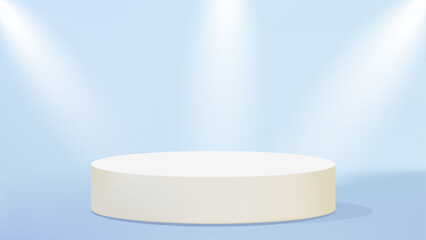 3d display product beige minimal scene with geometric podium platform. cylinder background vector 3d rendering with podium. stand for products. Stage showcase with lights effect