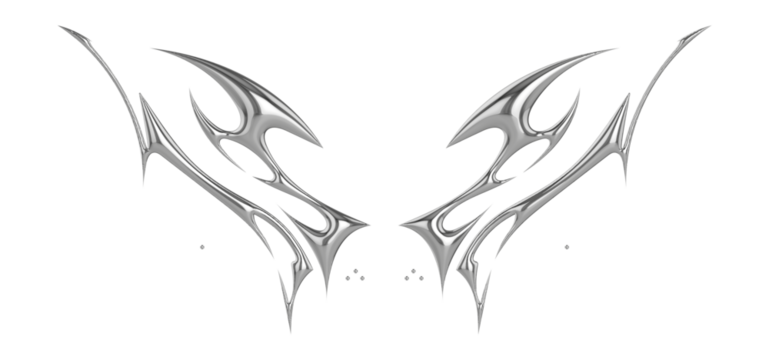 Succubus womb tattoo. Demon heart sigil, 3D chrome metal in triball style tattoos