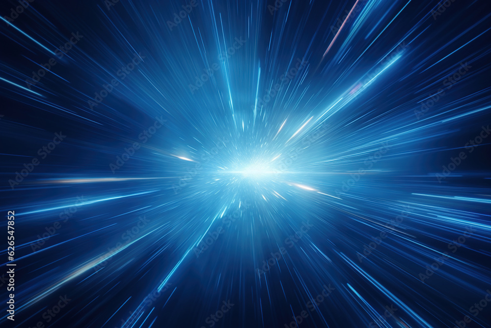 Wall mural abstract backgroudn igital image of light rays stripes lines with blue light background generative a