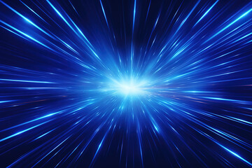 Naklejka premium Abstract background digital image of light rays stripes lines with blue light background generative ai