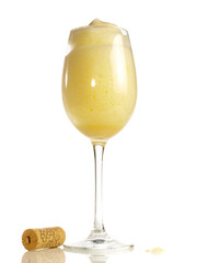 Zabaglione in a Wine Glass - Traditional Dessert isolated on white background