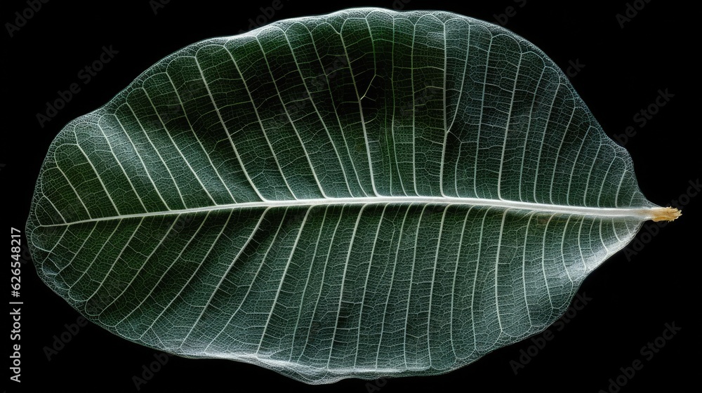 Poster transparent skeleton leaf with beautiful texture on a green. beautiful generative ai aig32
