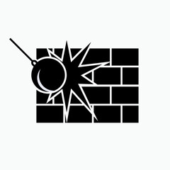 Demolition Icon. Destructive, Devastation Symbol - Vector.