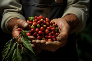 Arabica coffee berries by Farmer's hand Robusta and Arabica coffee berries by Farmer's hand Gia Lai Vietnam