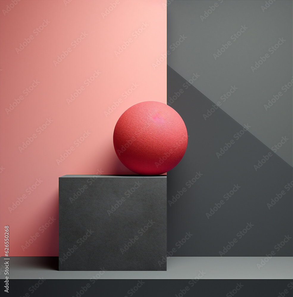 Poster round stage cube pink abstract clean geometry template geometric background design minimalism blank 