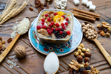 Traditional Turkish Dessert Ashura (Aşure Tatlısı) Noah Pudding Photo, Üsküdar Istanbul, Turkey (Turkiye) 