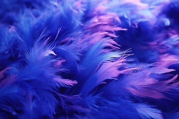 Beautiful abstract blue and pink feathers background generative ai