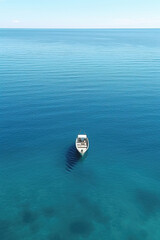 Fototapeta na wymiar Boat with top view from drone generative ai
