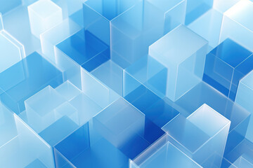 Abstract blue cubes background generative ai