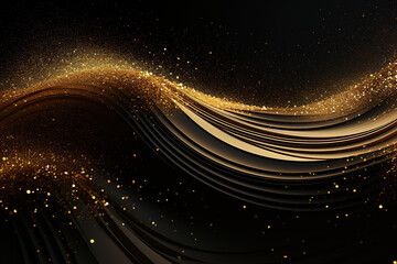 Fototapeta na wymiar Golden glitter on black background with metallic particles and glittering blur generative ai
