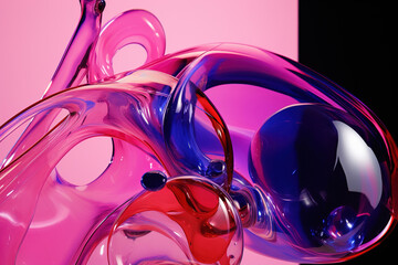 Abstract futuristic background with fluid colors purple and red generative ai