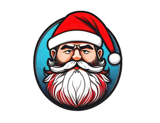 Graphic representation of a colourful Santa Claus icon showcasing a beard, sketched Santa Claus icon clipart. Created with generative AI tools