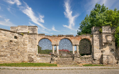 Fototapeta na wymiar Gate of Armenian Church of St. Nicholas in Kamianets-Podilskyi, Ukraine.