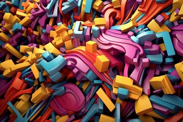 Fototapeta premium Abstract backdrop wallpaper made of colored toy elements, selective focus.