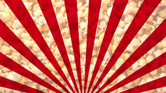 Red Yellow Candy Stripes Stop Motion Animation Popcorn Full Frame Background Looped 4K
