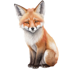 Obraz premium Woodland Animals & Plants Clipart Watercolor Set - Transparent PNGs - Nursery Clipart, Fox, Bear, Deer, Hedgehog