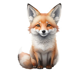 Obraz premium Woodland Animals & Plants Clipart Watercolor Set - Transparent PNGs - Nursery Clipart, Fox, Bear, Deer, Hedgehog