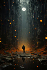 Fototapeta premium Hidden Dimensions of Reality, String Theory, Quantum Mechanics, Light and Dark. AI generative