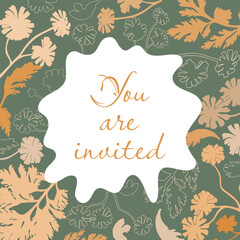 Fototapeta premium Hand drawn invitation card with plant parts