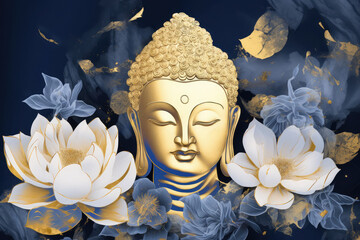 statue of buddha on a lotus flower, generative AI	
