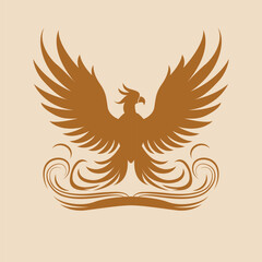 Phoenix bird vector design. Fantasy bird logo element.