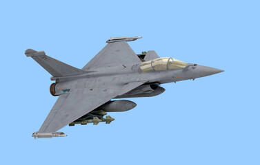 Fototapeta na wymiar attack fighter perspective view 3d render on blue