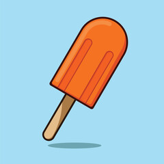 Flat Orange Ice Lolly Illustration Icon Vector