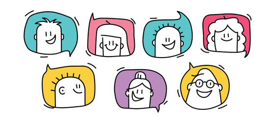 Speech bubbles with people avatar.