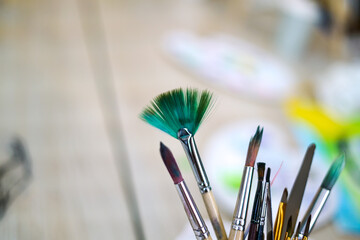 Bunch of painting brushes