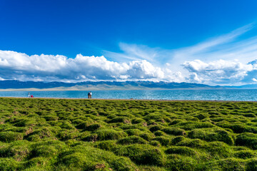 Panorama of Son kol lake Kyrgyzstan