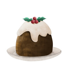 Watercolor christmas cake