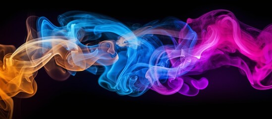 Abstract color smoke rising from the ground would make a terrific design element, wallpaper, or commercial background. Neon-lit smoke and clouds. AI picture.