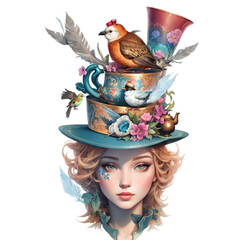 Enchanting Watercolor Alice in Wonderland Png Clipart: Printable Girls Borderland Fairytale Art, Perfect for Invitations, Prints, and Decor! Fantasy Junk Journal 